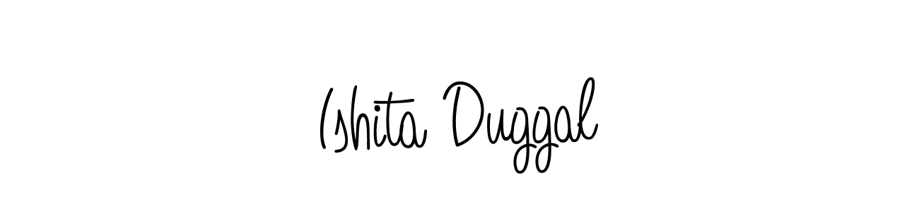 The best way (Angelique-Rose-font-FFP) to make a short signature is to pick only two or three words in your name. The name Ishita Duggal include a total of six letters. For converting this name. Ishita Duggal signature style 5 images and pictures png