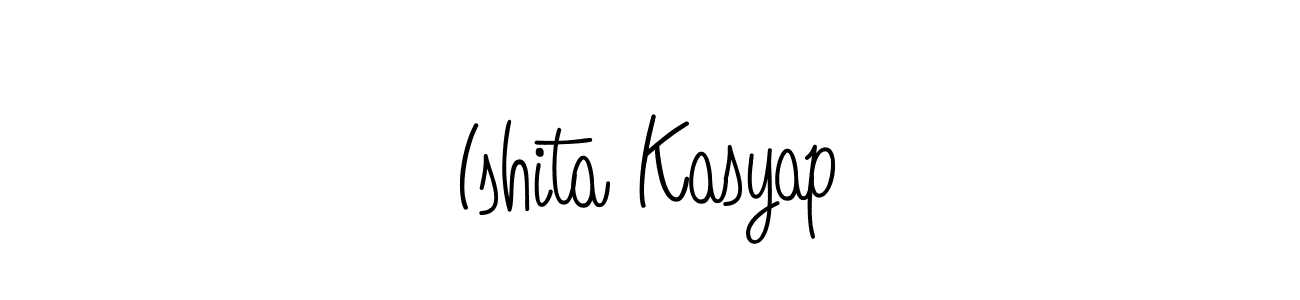 You should practise on your own different ways (Angelique-Rose-font-FFP) to write your name (Ishita Kasyap) in signature. don't let someone else do it for you. Ishita Kasyap signature style 5 images and pictures png
