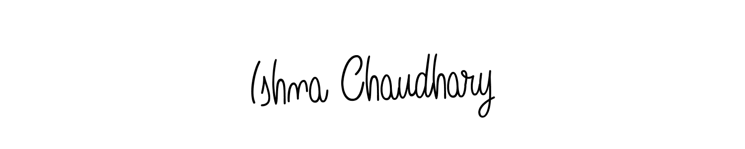 Make a beautiful signature design for name Ishna Chaudhary. With this signature (Angelique-Rose-font-FFP) style, you can create a handwritten signature for free. Ishna Chaudhary signature style 5 images and pictures png