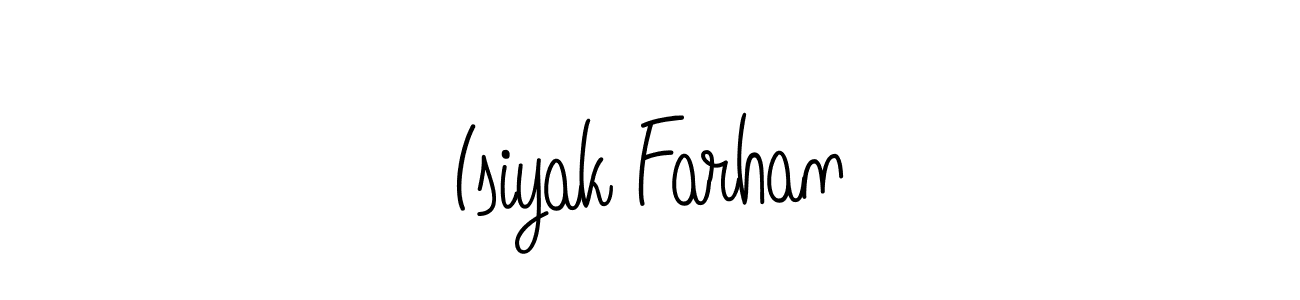 Use a signature maker to create a handwritten signature online. With this signature software, you can design (Angelique-Rose-font-FFP) your own signature for name Isiyak Farhan. Isiyak Farhan signature style 5 images and pictures png