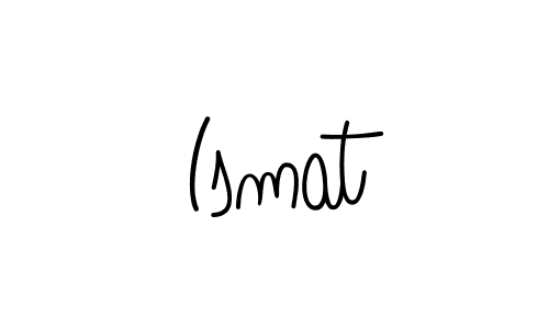 Use a signature maker to create a handwritten signature online. With this signature software, you can design (Angelique-Rose-font-FFP) your own signature for name Ismat. Ismat signature style 5 images and pictures png