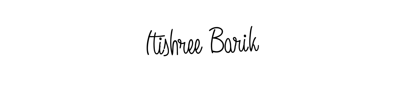 The best way (Angelique-Rose-font-FFP) to make a short signature is to pick only two or three words in your name. The name Itishree Barik include a total of six letters. For converting this name. Itishree Barik signature style 5 images and pictures png