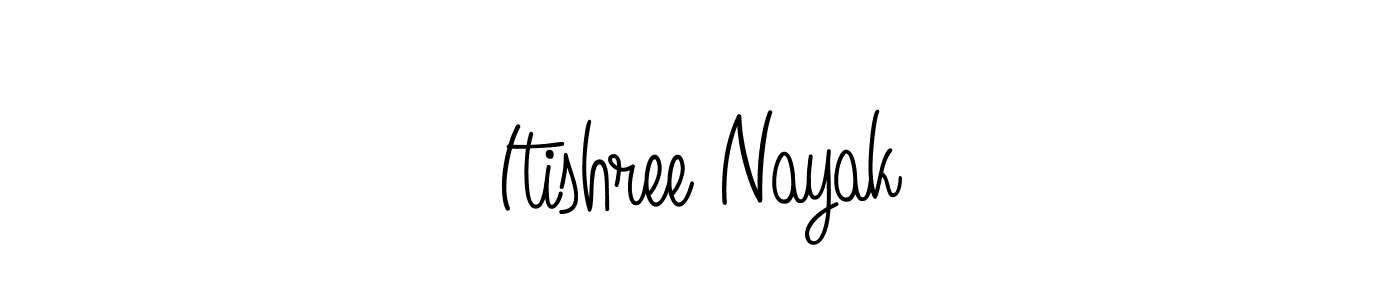 The best way (Angelique-Rose-font-FFP) to make a short signature is to pick only two or three words in your name. The name Itishree Nayak include a total of six letters. For converting this name. Itishree Nayak signature style 5 images and pictures png