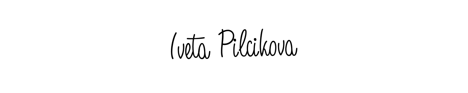 You should practise on your own different ways (Angelique-Rose-font-FFP) to write your name (Iveta Pilcikova) in signature. don't let someone else do it for you. Iveta Pilcikova signature style 5 images and pictures png