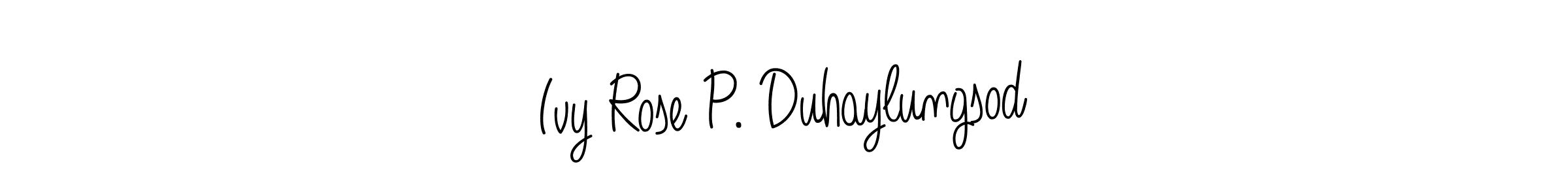 Design your own signature with our free online signature maker. With this signature software, you can create a handwritten (Angelique-Rose-font-FFP) signature for name Ivy Rose P. Duhaylungsod. Ivy Rose P. Duhaylungsod signature style 5 images and pictures png