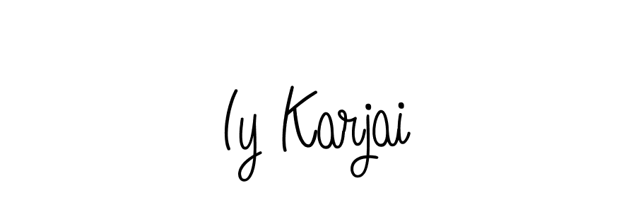 You should practise on your own different ways (Angelique-Rose-font-FFP) to write your name (Iy Karjai) in signature. don't let someone else do it for you. Iy Karjai signature style 5 images and pictures png