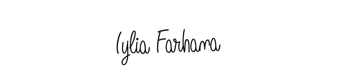 You should practise on your own different ways (Angelique-Rose-font-FFP) to write your name (Iylia Farhana) in signature. don't let someone else do it for you. Iylia Farhana signature style 5 images and pictures png