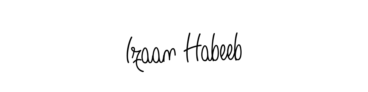 You should practise on your own different ways (Angelique-Rose-font-FFP) to write your name (Izaan Habeeb) in signature. don't let someone else do it for you. Izaan Habeeb signature style 5 images and pictures png