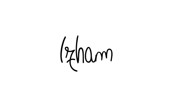 You should practise on your own different ways (Angelique-Rose-font-FFP) to write your name (Izham ) in signature. don't let someone else do it for you. Izham  signature style 5 images and pictures png