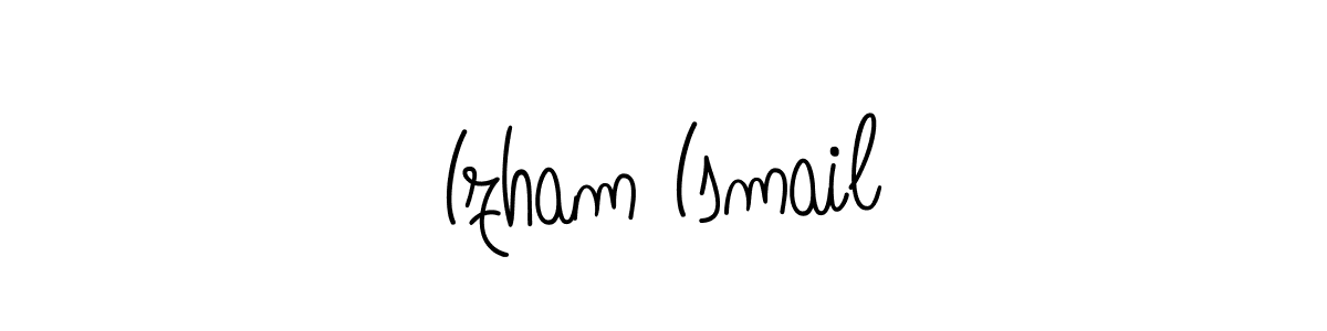 How to make Izham Ismail name signature. Use Angelique-Rose-font-FFP style for creating short signs online. This is the latest handwritten sign. Izham Ismail signature style 5 images and pictures png