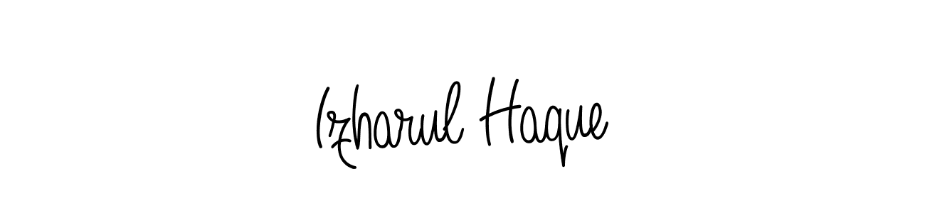 How to make Izharul Haque name signature. Use Angelique-Rose-font-FFP style for creating short signs online. This is the latest handwritten sign. Izharul Haque signature style 5 images and pictures png