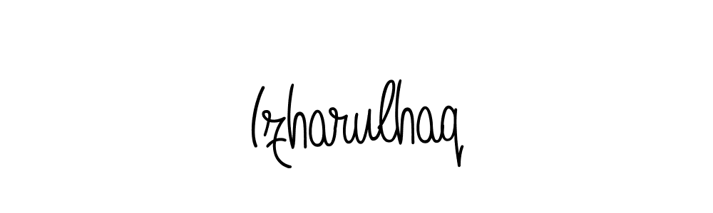Use a signature maker to create a handwritten signature online. With this signature software, you can design (Angelique-Rose-font-FFP) your own signature for name Izharulhaq. Izharulhaq signature style 5 images and pictures png
