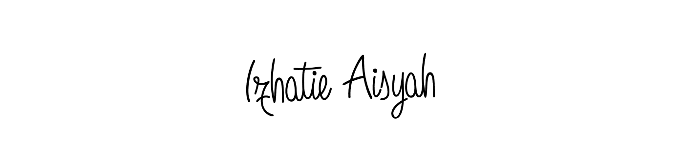 How to make Izhatie Aisyah name signature. Use Angelique-Rose-font-FFP style for creating short signs online. This is the latest handwritten sign. Izhatie Aisyah signature style 5 images and pictures png