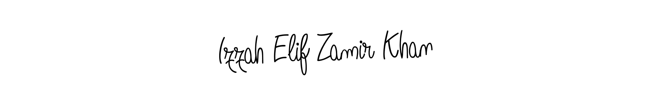You should practise on your own different ways (Angelique-Rose-font-FFP) to write your name (Izzah Elif Zamir Khan) in signature. don't let someone else do it for you. Izzah Elif Zamir Khan signature style 5 images and pictures png