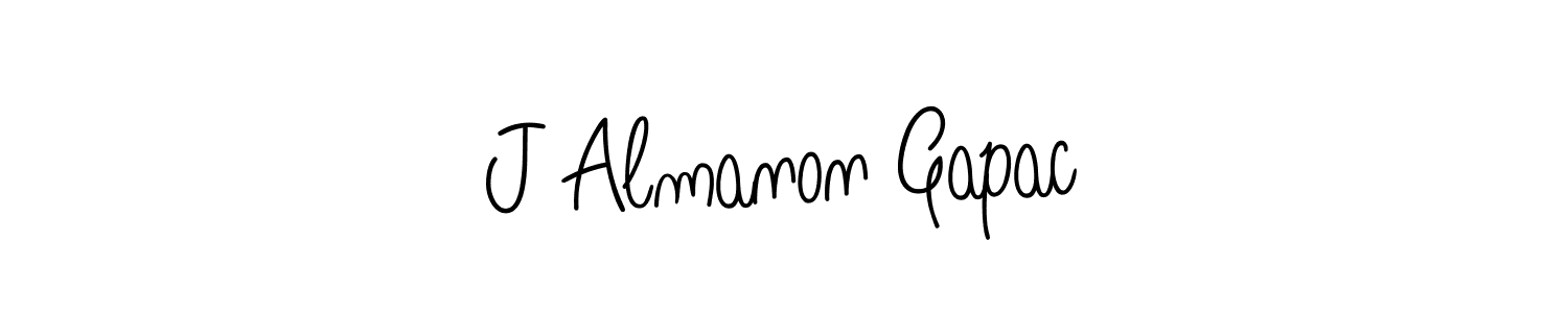 Make a beautiful signature design for name J Almanon Gapac. With this signature (Angelique-Rose-font-FFP) style, you can create a handwritten signature for free. J Almanon Gapac signature style 5 images and pictures png