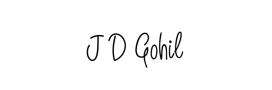 How to make J D Gohil name signature. Use Angelique-Rose-font-FFP style for creating short signs online. This is the latest handwritten sign. J D Gohil signature style 5 images and pictures png