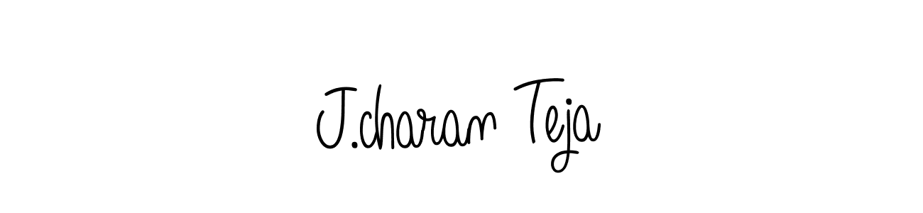 The best way (Angelique-Rose-font-FFP) to make a short signature is to pick only two or three words in your name. The name J.charan Teja include a total of six letters. For converting this name. J.charan Teja signature style 5 images and pictures png