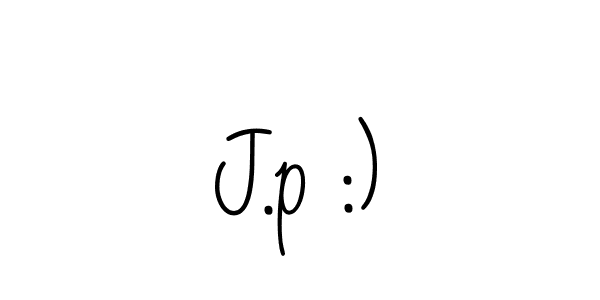 How to make J.p :) signature? Angelique-Rose-font-FFP is a professional autograph style. Create handwritten signature for J.p :) name. J.p :) signature style 5 images and pictures png