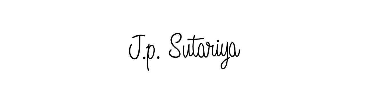 You should practise on your own different ways (Angelique-Rose-font-FFP) to write your name (J.p. Sutariya) in signature. don't let someone else do it for you. J.p. Sutariya signature style 5 images and pictures png