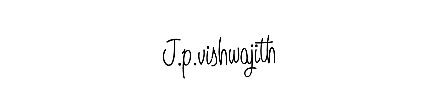 Use a signature maker to create a handwritten signature online. With this signature software, you can design (Angelique-Rose-font-FFP) your own signature for name J.p.vishwajith. J.p.vishwajith signature style 5 images and pictures png