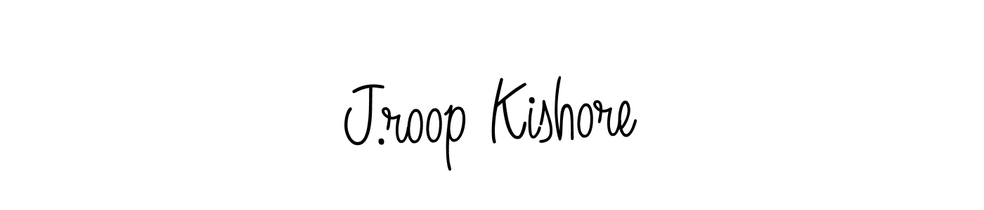 You should practise on your own different ways (Angelique-Rose-font-FFP) to write your name (J.roop Kishore) in signature. don't let someone else do it for you. J.roop Kishore signature style 5 images and pictures png