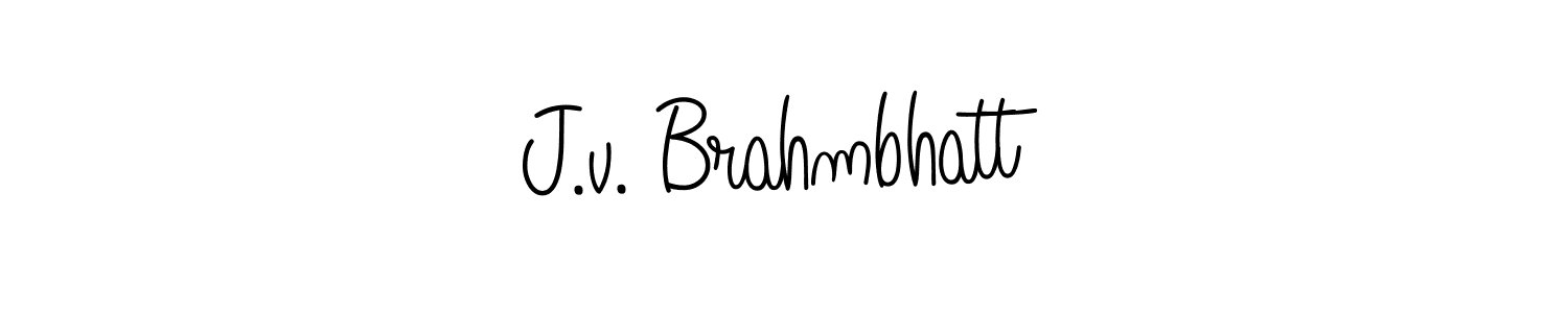 Make a beautiful signature design for name J.v. Brahmbhatt. With this signature (Angelique-Rose-font-FFP) style, you can create a handwritten signature for free. J.v. Brahmbhatt signature style 5 images and pictures png