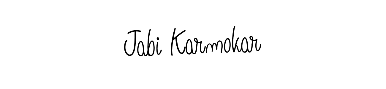 Make a beautiful signature design for name Jabi Karmokar. With this signature (Angelique-Rose-font-FFP) style, you can create a handwritten signature for free. Jabi Karmokar signature style 5 images and pictures png