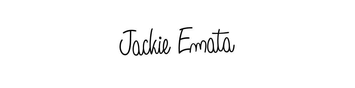 You should practise on your own different ways (Angelique-Rose-font-FFP) to write your name (Jackie Emata) in signature. don't let someone else do it for you. Jackie Emata signature style 5 images and pictures png