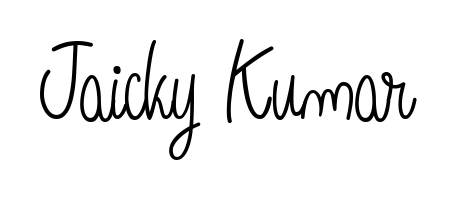 The Angelique-Rose-font-FFP typeface gives name Jaicky Kumar a refined look. Suitable for certificates, diplomas, and official verification. Jaicky Kumar signature style 5 images and pictures png