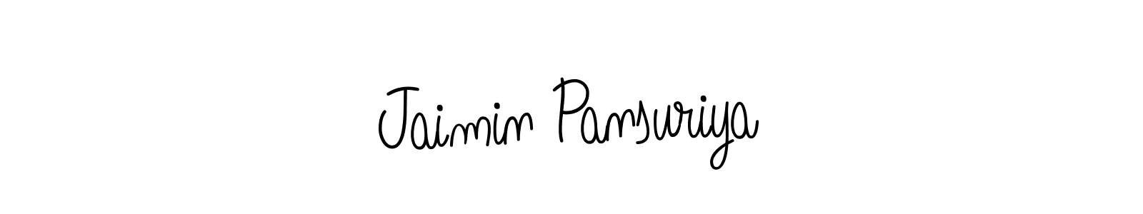 Make a beautiful signature design for name Jaimin Pansuriya. With this signature (Angelique-Rose-font-FFP) style, you can create a handwritten signature for free. Jaimin Pansuriya signature style 5 images and pictures png