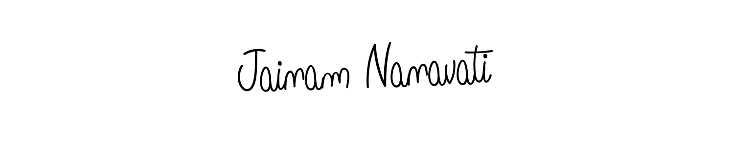 Use a signature maker to create a handwritten signature online. With this signature software, you can design (Angelique-Rose-font-FFP) your own signature for name Jainam Nanavati. Jainam Nanavati signature style 5 images and pictures png