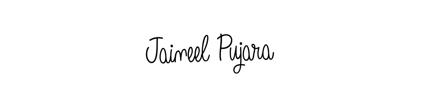 The best way (Angelique-Rose-font-FFP) to make a short signature is to pick only two or three words in your name. The name Jaineel Pujara include a total of six letters. For converting this name. Jaineel Pujara signature style 5 images and pictures png