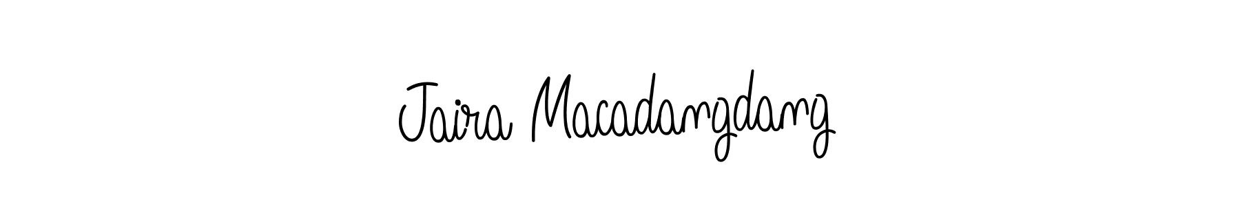 Use a signature maker to create a handwritten signature online. With this signature software, you can design (Angelique-Rose-font-FFP) your own signature for name Jaira Macadangdang. Jaira Macadangdang signature style 5 images and pictures png