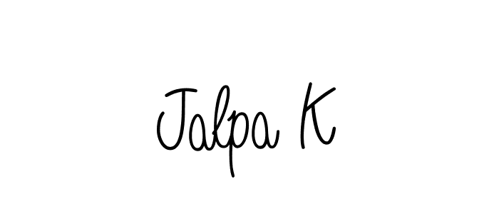 Jalpa K stylish signature style. Best Handwritten Sign (Angelique-Rose-font-FFP) for my name. Handwritten Signature Collection Ideas for my name Jalpa K. Jalpa K signature style 5 images and pictures png