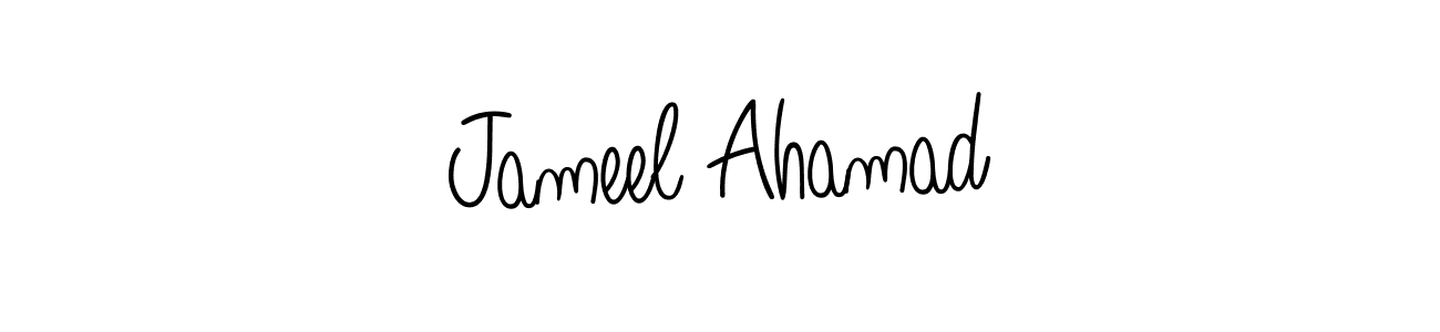 You should practise on your own different ways (Angelique-Rose-font-FFP) to write your name (Jameel Ahamad) in signature. don't let someone else do it for you. Jameel Ahamad signature style 5 images and pictures png