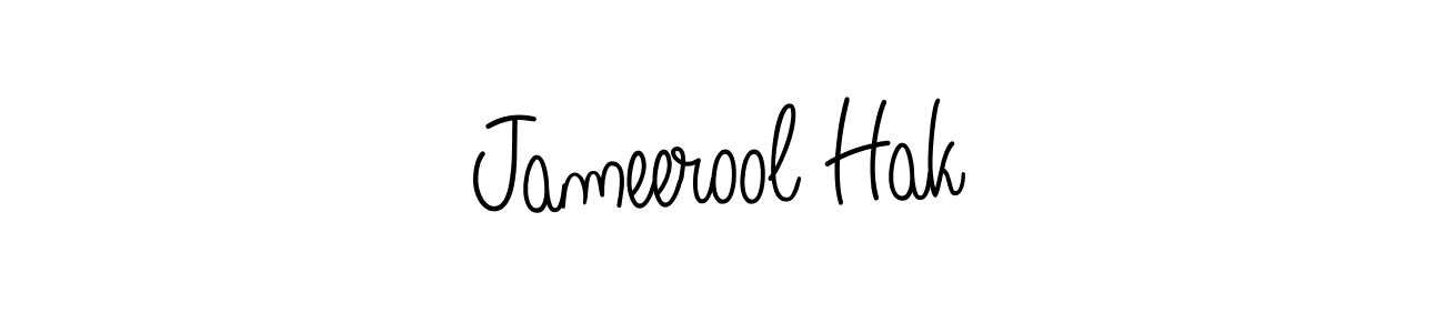 You should practise on your own different ways (Angelique-Rose-font-FFP) to write your name (Jameerool Hak) in signature. don't let someone else do it for you. Jameerool Hak signature style 5 images and pictures png