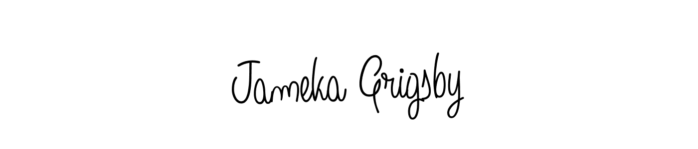 You should practise on your own different ways (Angelique-Rose-font-FFP) to write your name (Jameka Grigsby) in signature. don't let someone else do it for you. Jameka Grigsby signature style 5 images and pictures png