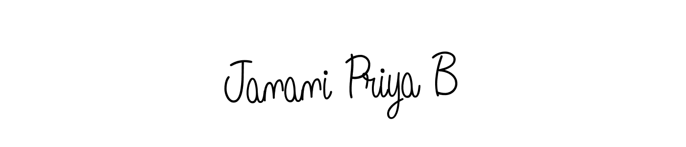 You should practise on your own different ways (Angelique-Rose-font-FFP) to write your name (Janani Priya B) in signature. don't let someone else do it for you. Janani Priya B signature style 5 images and pictures png