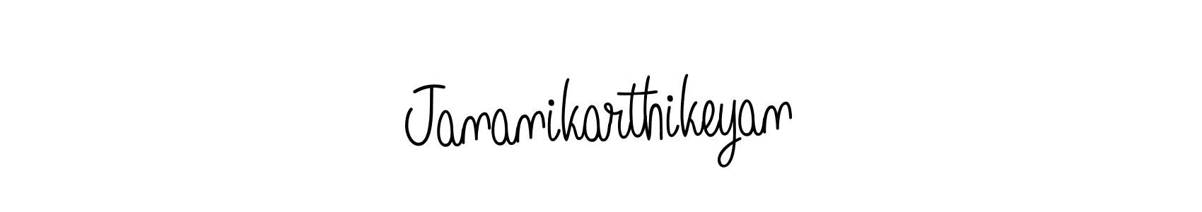 Make a beautiful signature design for name Jananikarthikeyan. With this signature (Angelique-Rose-font-FFP) style, you can create a handwritten signature for free. Jananikarthikeyan signature style 5 images and pictures png