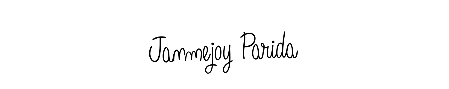 The best way (Angelique-Rose-font-FFP) to make a short signature is to pick only two or three words in your name. The name Janmejoy Parida include a total of six letters. For converting this name. Janmejoy Parida signature style 5 images and pictures png