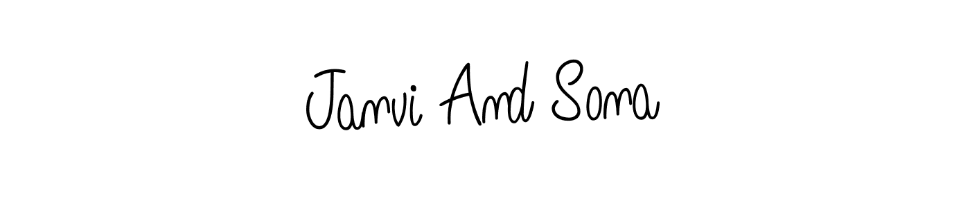 Make a beautiful signature design for name Janvi And Sona. With this signature (Angelique-Rose-font-FFP) style, you can create a handwritten signature for free. Janvi And Sona signature style 5 images and pictures png