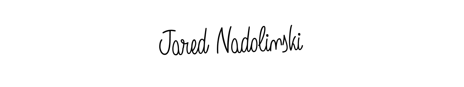 Use a signature maker to create a handwritten signature online. With this signature software, you can design (Angelique-Rose-font-FFP) your own signature for name Jared Nadolinski. Jared Nadolinski signature style 5 images and pictures png