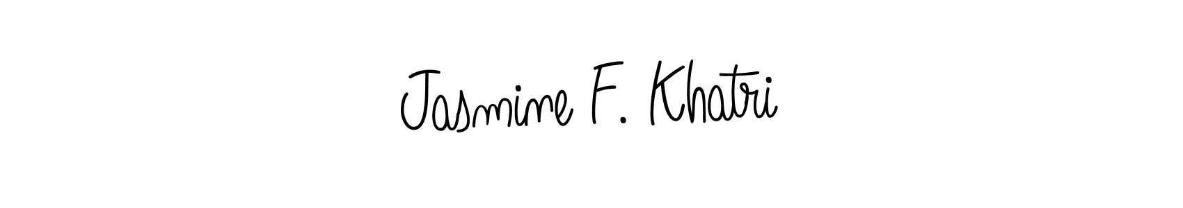 Make a beautiful signature design for name Jasmine F. Khatri. With this signature (Angelique-Rose-font-FFP) style, you can create a handwritten signature for free. Jasmine F. Khatri signature style 5 images and pictures png