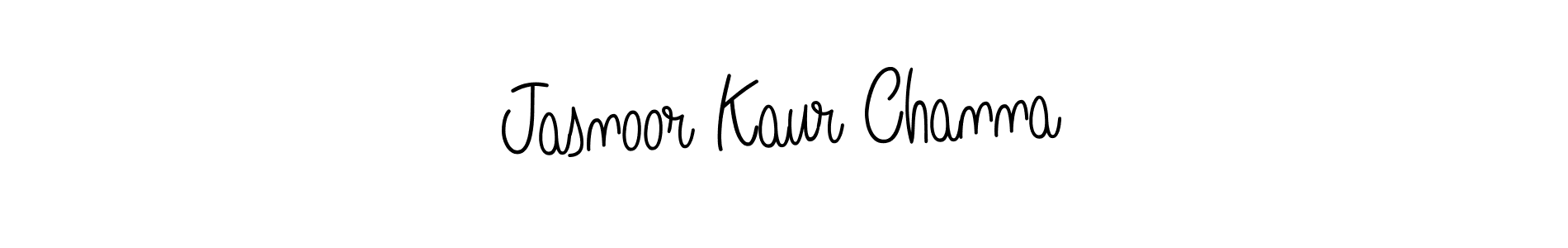 How to make Jasnoor Kaur Channa name signature. Use Angelique-Rose-font-FFP style for creating short signs online. This is the latest handwritten sign. Jasnoor Kaur Channa signature style 5 images and pictures png