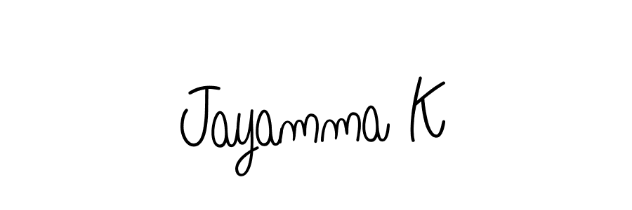 Make a beautiful signature design for name Jayamma K. With this signature (Angelique-Rose-font-FFP) style, you can create a handwritten signature for free. Jayamma K signature style 5 images and pictures png