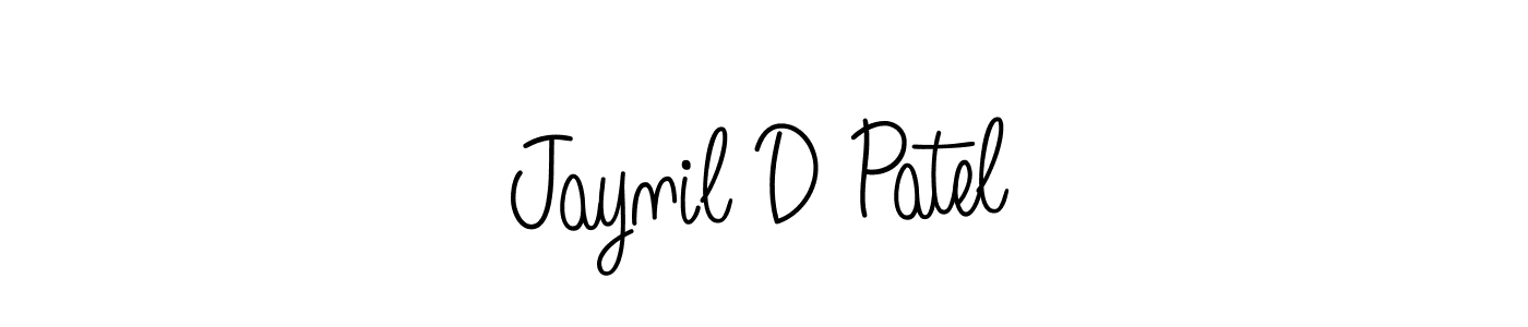 Use a signature maker to create a handwritten signature online. With this signature software, you can design (Angelique-Rose-font-FFP) your own signature for name Jaynil D Patel. Jaynil D Patel signature style 5 images and pictures png