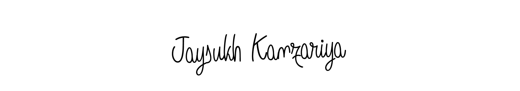 How to make Jaysukh Kanzariya name signature. Use Angelique-Rose-font-FFP style for creating short signs online. This is the latest handwritten sign. Jaysukh Kanzariya signature style 5 images and pictures png