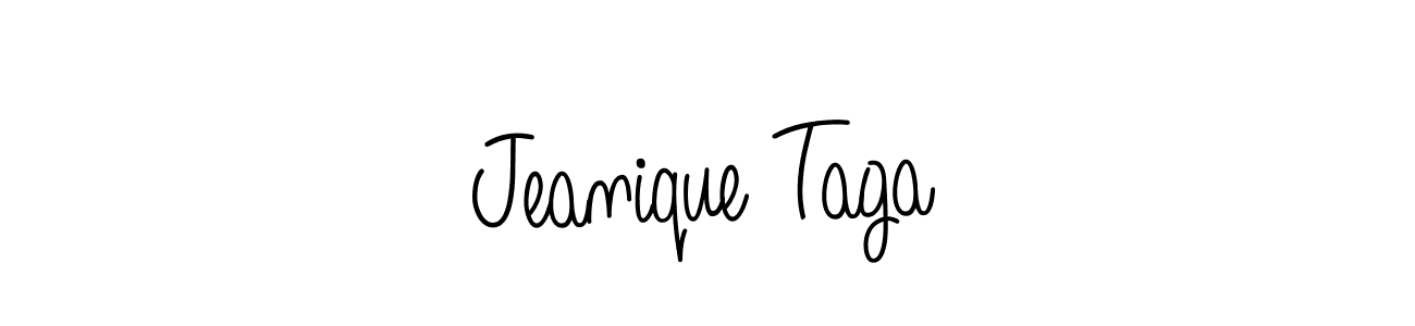 Make a beautiful signature design for name Jeanique Taga. With this signature (Angelique-Rose-font-FFP) style, you can create a handwritten signature for free. Jeanique Taga signature style 5 images and pictures png