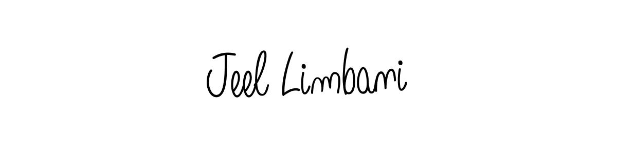 You should practise on your own different ways (Angelique-Rose-font-FFP) to write your name (Jeel Limbani) in signature. don't let someone else do it for you. Jeel Limbani signature style 5 images and pictures png