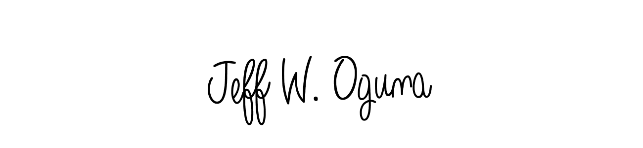 You should practise on your own different ways (Angelique-Rose-font-FFP) to write your name (Jeff W. Oguna) in signature. don't let someone else do it for you. Jeff W. Oguna signature style 5 images and pictures png